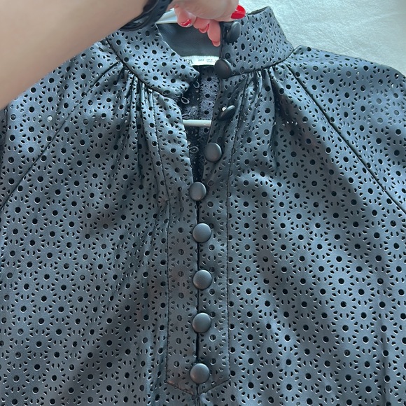Zara Faux Leather Perforated Top - Picture 6 of 9